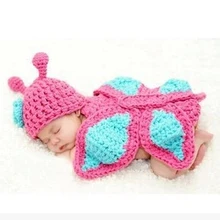 Бабочка Стиль реквизит для маленьких девочек шляпа Шапки крючком ручной работы Новорожденные код детские аксессуары