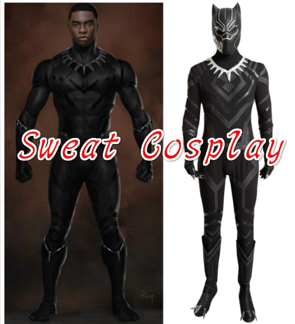 2016 High Quality Black Panther Costume Captain America Civil War Black