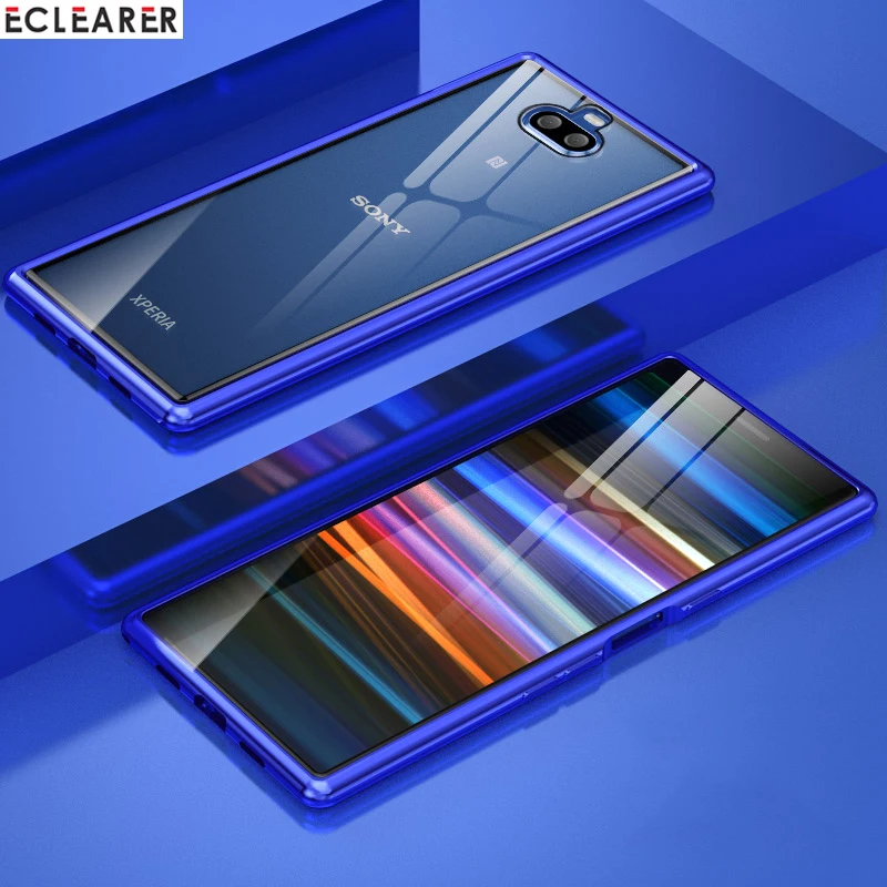 Для sony Xperia 10 Plus чехол Роскошный тонкий Алюминиевый металлический бампер и закаленное стекло задняя крышка чехол для sony Xperia 10 Plus Coque