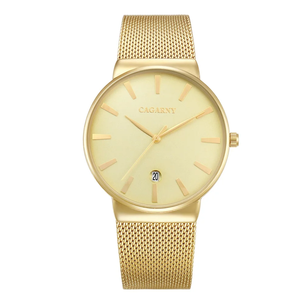 hot fashion golden steel bracelet watch for men watches quarz wristwatches clock man (8)