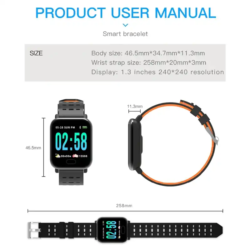 manual smart bracelet a6