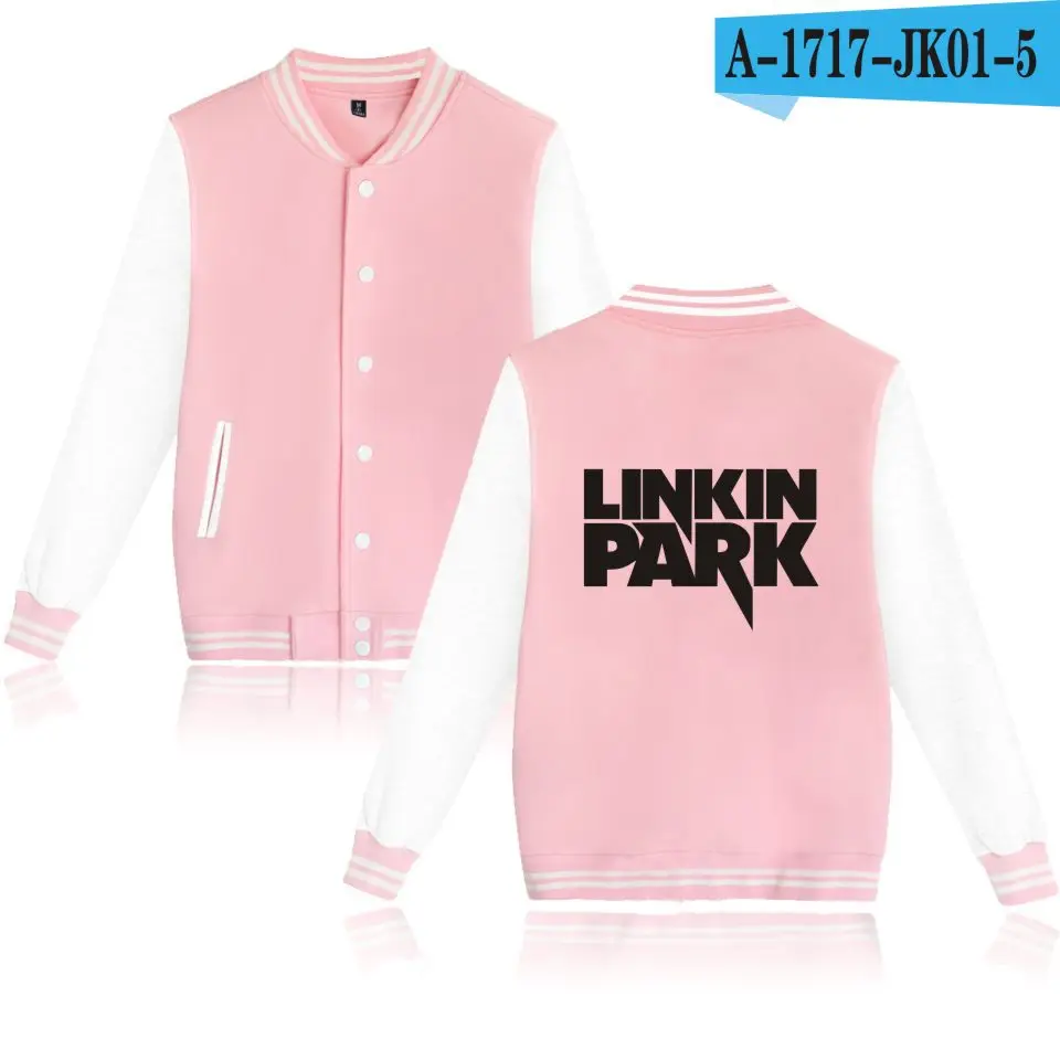 Осень новое поступление хип хоп бейсбольная куртка Униформа пальто Linkin худи Честер Толстовка Rip Harajuku мужские худи - Цвет: pink and white