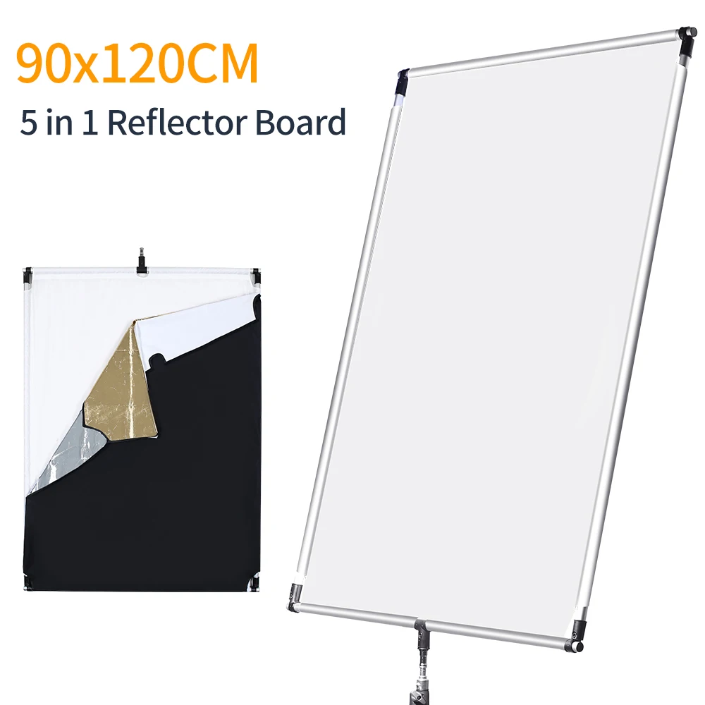 

35in x 47in 90 x 120cm Sun Scrim Large 5in1 Black Silver Gold White Diffuser Reflector Aluminum Alloy Frame for Photography