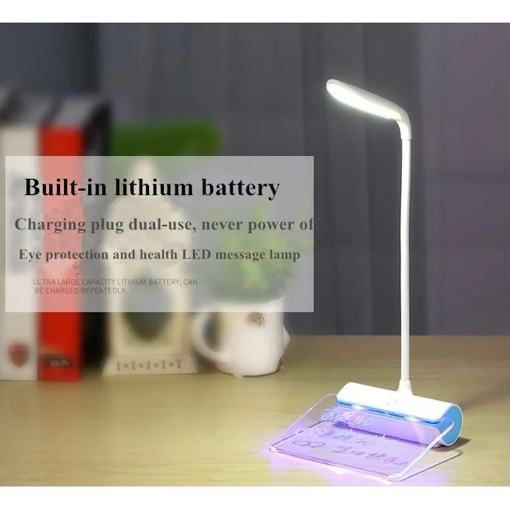 

Novelty Desk Lamp LED Dimmable Light Rechargeable Battery USB Charge Shadeless With Message Board Touch Switch Gift Table Lamp