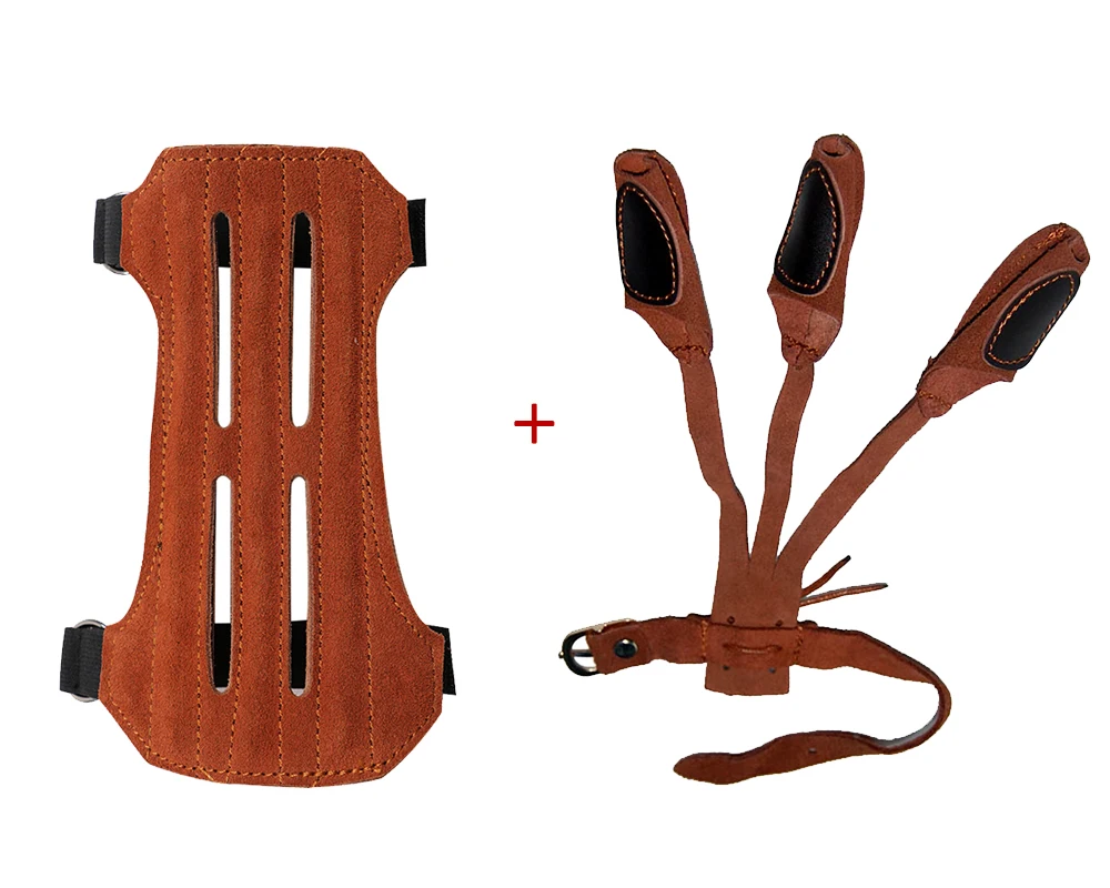

Suede Leather Finger Guard Arm Guard Archery Shooting Bow Arrow Sports Brown High Quality Protective Glove with Cow Leather