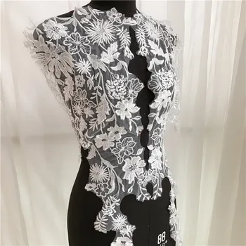 

2pieces/1Pair Exquisite Wedding Embroidery Flowers Lace Applique Patch Sequins Bridal Wedding Dress DIY Accessories RS2204