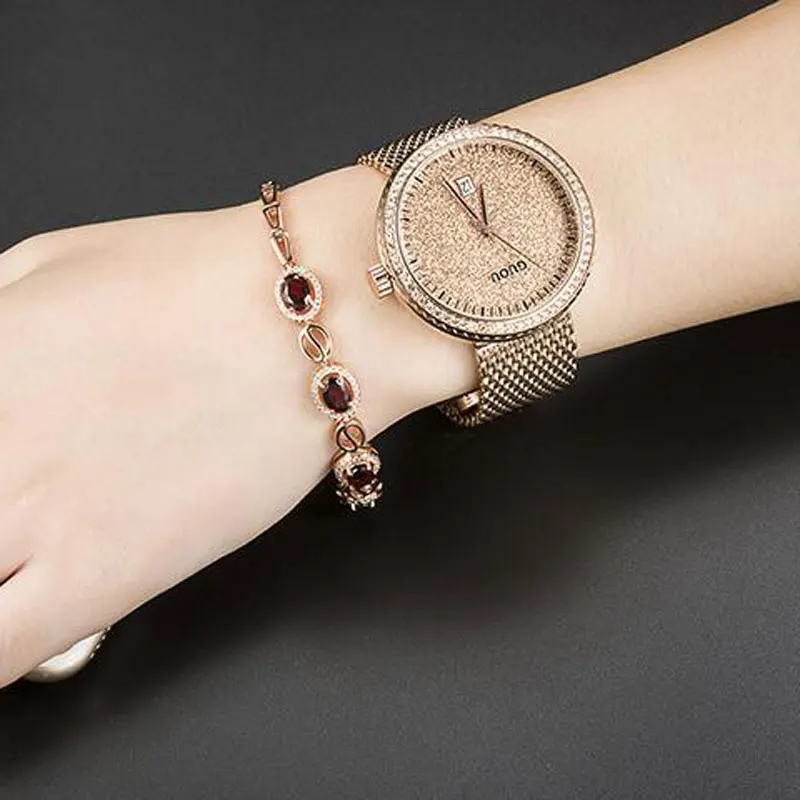 Goede GUOU Horloge Luxe Diamant Vrouwen Horloges Fashion Casual Auto Datum Dames Quartz Horloge Rvs Klok saat relogio feminino