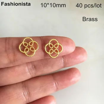 

40 pcs Brass Filigree Connectors 10*10mm,Brass Flower Pattern Jewelry Connectors,Gold-color,Silver-color,Raw Brass,DIY Supplies
