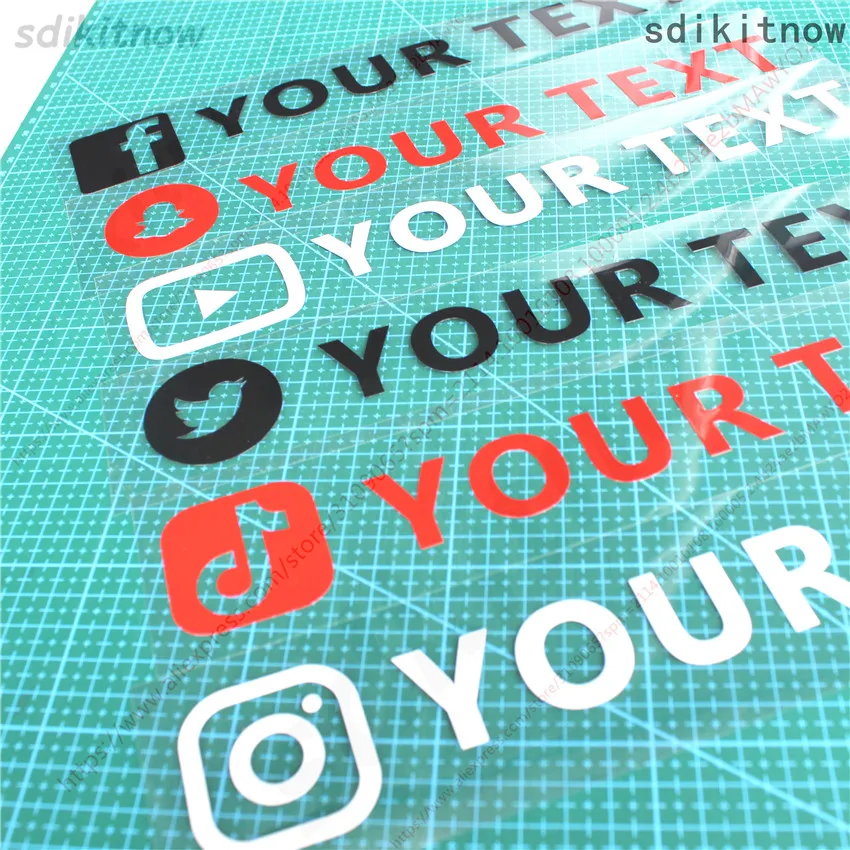 

Custom Text FACEBOOK Instagram twitter tiktok YouTube snapchat username Window Door Decal PVC Waterproof car Body bumper sticker