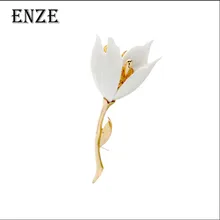 ENZE Модные женские ювелирные изделия цветок тюльпана брошь черный белый красный три цвета элегантные ретро аксессуары для одежды
