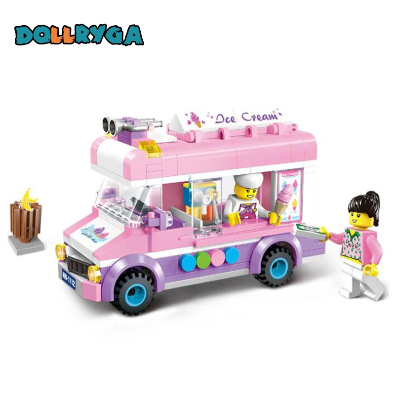 

212PCS Early Learning Assembly City Ice Cream Vendor DIY Toys For Child Educational Building Blocks Brithday Gift For Girls