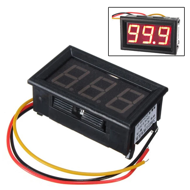 10Pcs Mini Dc 0-100V Red Led 3-Digital Display Voltage Voltmeter Panel Motor yy