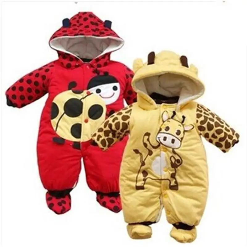 

Unisex Winter Baby Clothes Long Sleeve Hooded Baby Romper One Piece Covered Button Infant Baby Jumpsuit Newborn Romper for Baby