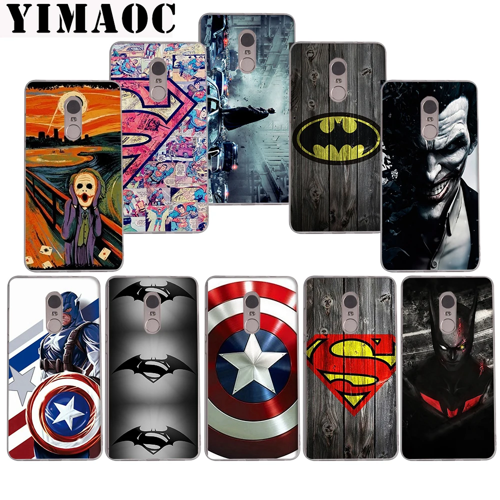 

YIMAOC Bat man Captain America Soft Case for Xiaomi Mi a1 a2 f1 6 8 lite se mix 2s Redmi 5 6 6a S2 Plus 5A Note 5 6 Pro 4 X