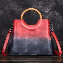 Женская винтажная сумка через плечо, сумка с ручкой, цвет кисти, натуральная кожа, Брендовые повседневные сумки через плечо