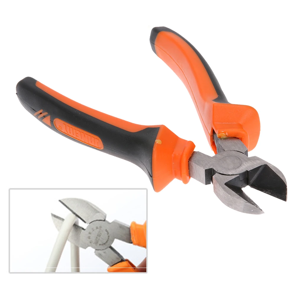 

6inch Diagonal Side Non-Slip Handle Long Nose Pliers Wire Stripper Cutter For Cutting Clamping Stripping Electrician Repair Tool