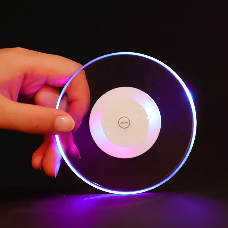

4pcs Slim LED Coasters Round/Square Acrylic Multicolor Flashing Light Wine Glass Cup Mat for Bar Event Holiday Wedding Party