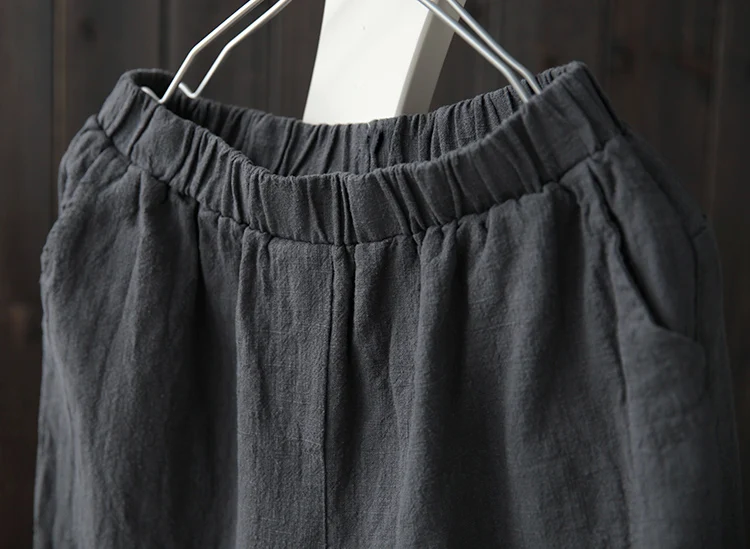 S-5XL плюс размер летние женские брюки повседневные хлопковые и льняные Большие Штаны весенние Свободные повседневные льняные Длинные шаровары брюки - Цвет: gray