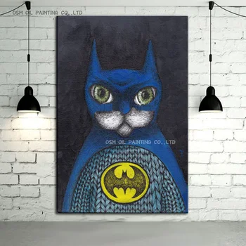 

High Skills Artist Hand-painted Abstract Funny Batman Oil Painting On Canvas Cartoon Super Hero Oil Painting For Kid Room Decor