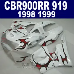 Белый Красный Пламя обтекателя комплект для honda CBR900 RR 919 1998/1999 (бесплатная настроить Обтекатели) cbr 900rr 98/99 CN22