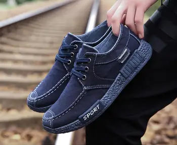 

Canvas Men Shoes Denim Lace-Up Men Casual Shoes New 2019 Plimsolls Breathable Male Footwear Spring Autumn New men's loafers flat