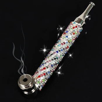 

Exquisite with Diamond Pipe Smoke Metal Pipes Beautiful Portable Fashion Creative Smoking Pipe Herb Tobacco Pipes Gifts