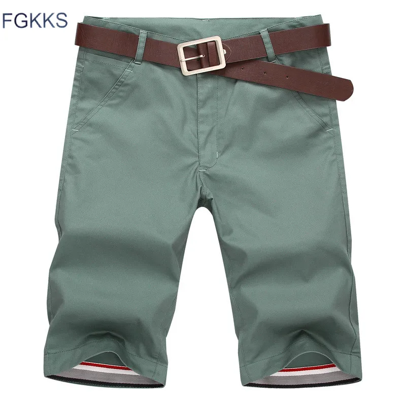 FGKKS Для мужчин шорты длина выпрямленного колена шорты с застежкой "молния" для мужчин, фирменные модные Повседневное Для мужчин s шорты-бермуды Masculina