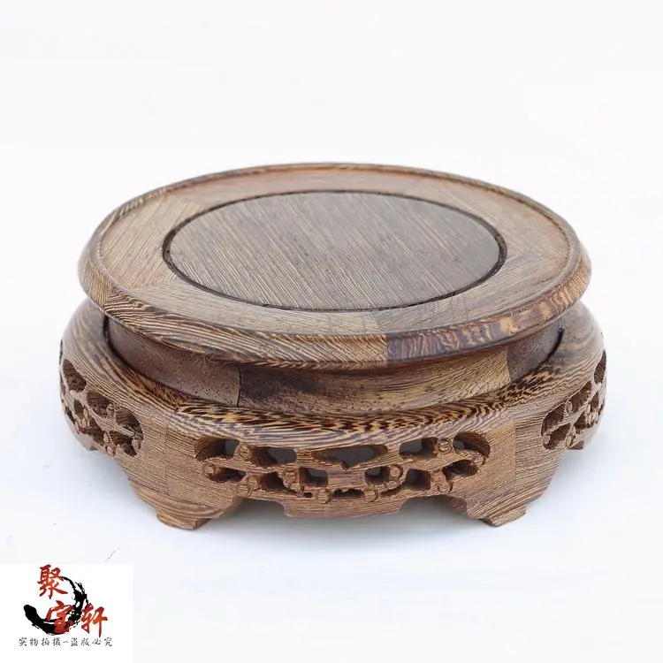 carving round base Solid wood vases, wooden arts and crafts household act the role ofing is tasted furnishing articles