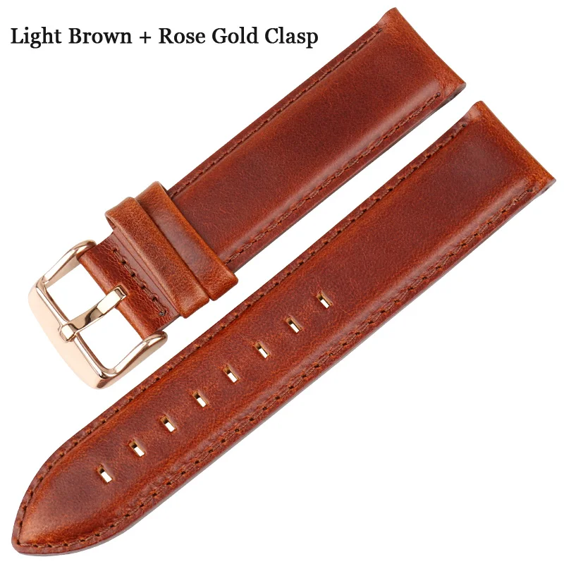 MAIKES Высокое качество ремешок для часов 12 мм-20 мм аксессуары для часов Ремешок серебристый Roes Золотая Пряжка ремешок для часов сменные браслеты - Цвет ремешка: Light Brown A Roes