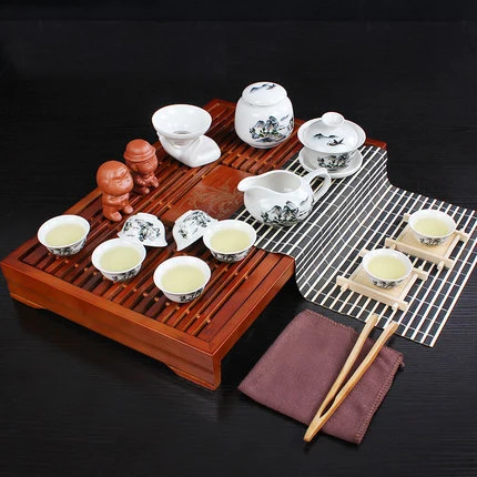 Чайный сервиз Gong fu cha, керамический чайник с чашкой fung fu, gaiwan, поднос для заварки, фарфоровая чайная чашка, набор чайников - Color: 22pcs type 1