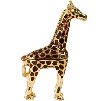 

H&D 3inch Metal Spotted Deer Figurine Trinket Box Earring Ring Storage Wedding Jewelry Case Souvenirs Birthday Gift Crafts