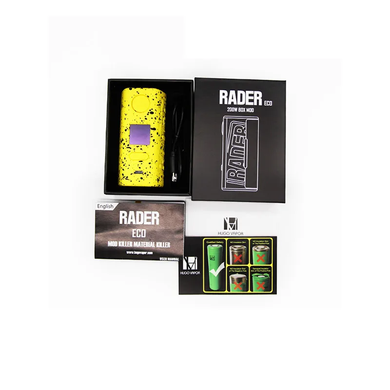 Electronic Cigarette Hugo Vapor Rader ECO 200W Box Mod TC Powered By Dual 18650 Vape Vaporizer VS Tesla Wye 85w E Cigarettes