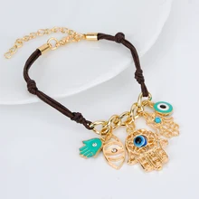 Женские модные браслеты Хамса рука дьявол подвески в форме глаза ожерелье удача рука Фатимы ожерелье Пальма Шарм Браслет