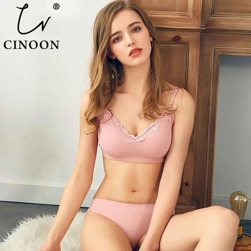 Женское хлопковое нижнее белье CINOON комплект нижнего белья пуш ап удобное
