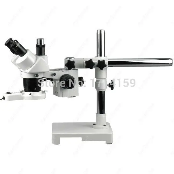 

Industrial Inspection-AmScope Supplies 10X-15X-30X-45X Boom Stand Trinocular Stereo Microscope + Fluo Light