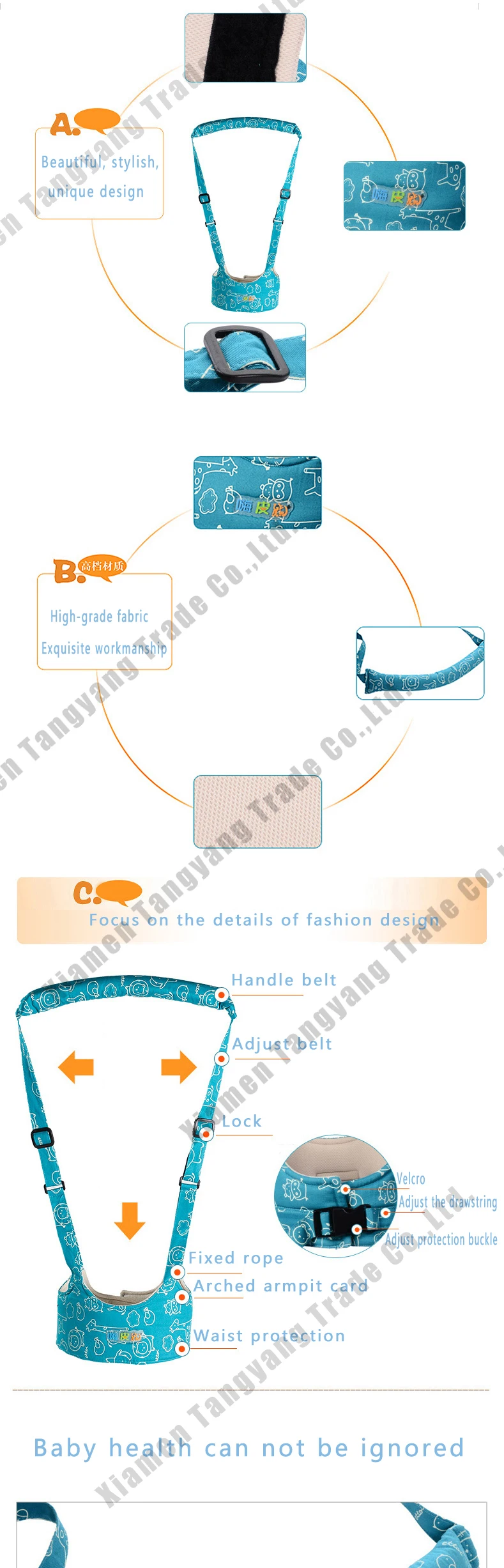 Ремень для ходунков; Безопасный Дышащий ремень для обучения ходьбе; ремень для детей ясельного возраста; ремень для прогулок с крыльями; пояс для защиты от ветра; Happybear