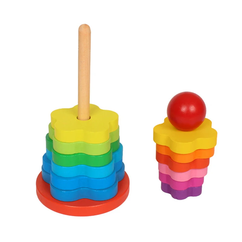 Cena Materiały Montessori matematyka tęczowa wieża DIY dzieci drewniane nauka educativos mecz wczesna edukacja Puzzle matematyczne Xmas zabawki prezentowe