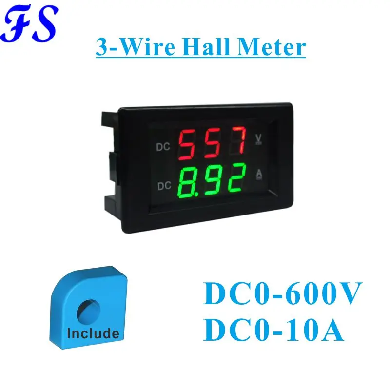 LED Digital Hall Sensor Volt Amp Panel Meter Hall Voltage Current Meter