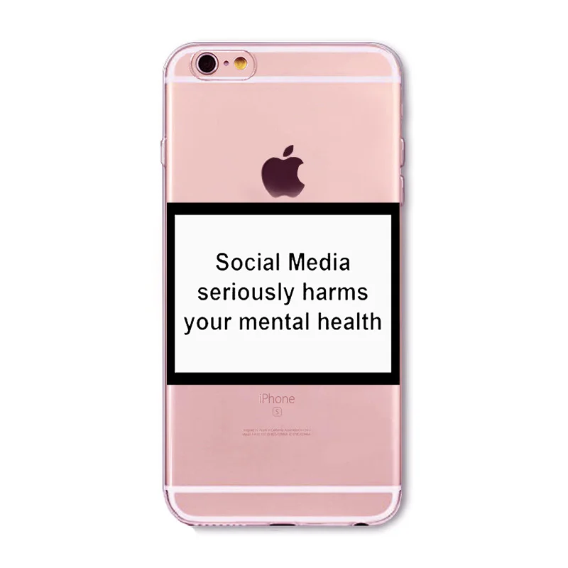 social media seriously harms your mental health Transparent Case For iphone XS XR Black silicone case For Samsung s7 s8 s9 Case