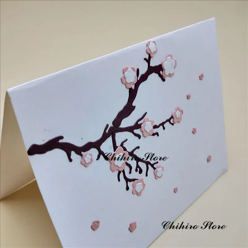 

plum blossom flower dies New Metal Cutting Dies for Scrapbooking DIY Album Embossing Folder Paper Card Maker Template Stencils