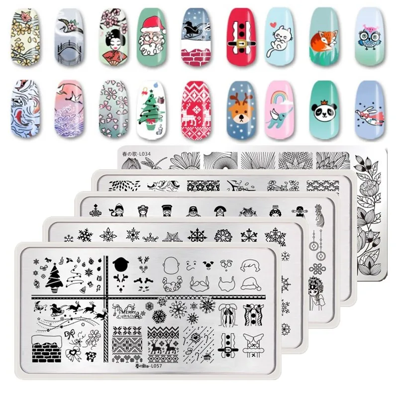 

BORN PRETTY Checked Design Rectangle Nail Stamping Template Manicure Nail Art Stamp Image Plate