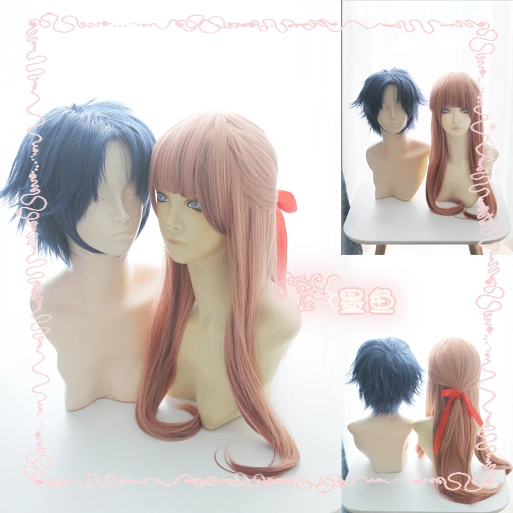 Narumi Momose Hirotaka Nifuji Cosplay Wig Wotaku ni Koi wa Muzukashii  Love is Hard for Otaku Role Play Blue Pink Wig