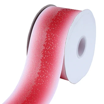 

FLRA Ribbon (50Y/lot) Half silver glitter printed ombre red ribbon for cheer bows