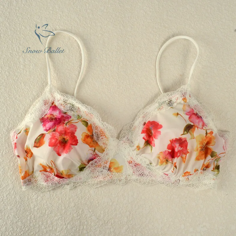 

free shipping flower print microfiber M size bra woman underwear lingerie intimates new arrival