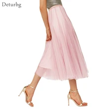 Женская модная Тюлевая юбка средней длины Женская Повседневная Эластичная плиссированная розовая сетчатая юбка-пачка с высокой талией Jupe Faldas Весна SK297