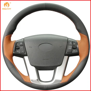 

MEWANT Black Orange Leather Car Steering Wheel Cover for Kia Sorento 2009-2014 Kia Cadenza K7 2011-2015 Interior Accessories