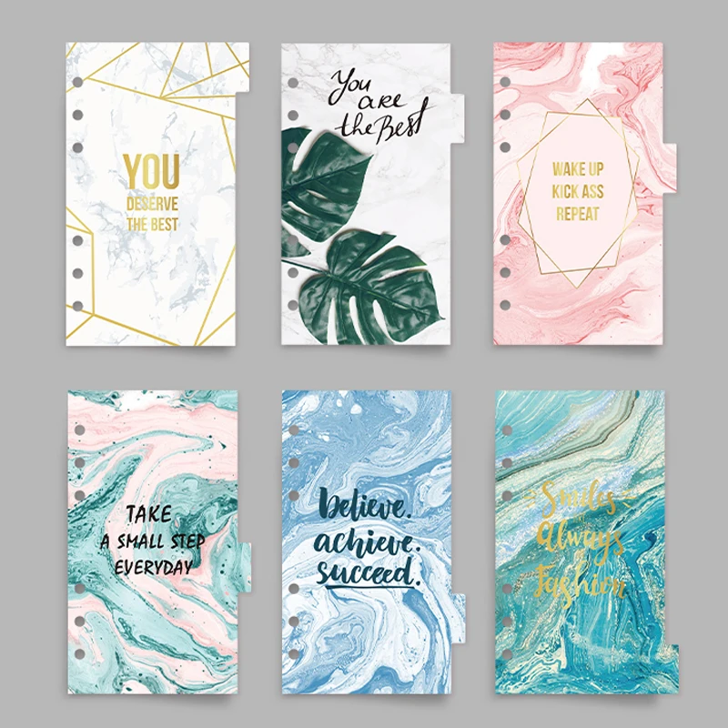 

Never Marble Series Planner Accessories Index Divider For Filofax Binder Notebook 6 Holes Loose Leaf Diary School Stationery
