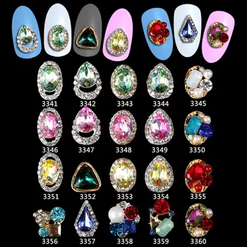 

100PCS Rhinestone Nail Decoration Strass Green Pink Rose Crystal Nail Art 3D Gem Stone Nail Charm Women Nail Tip Accessory