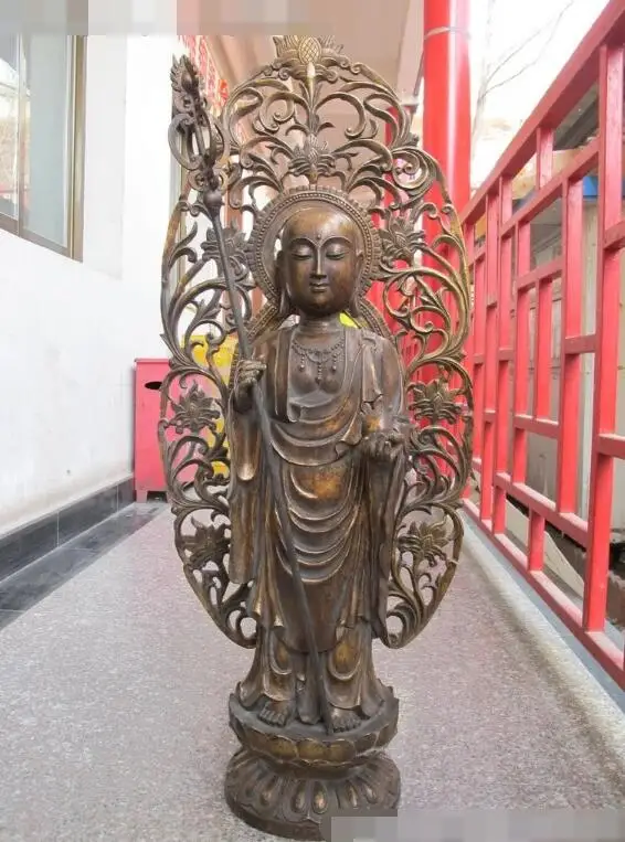 

S03748 41"Tibet Buddhism Temple Bronze Ksitigarbha Jizo Bodhisattva Buddha Statue (B0328)