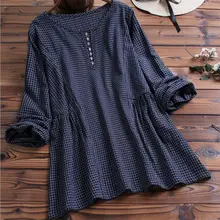 Women Plus Size Cotton Linen Buttons Check Plaid Long Sleeve Casual Blouse Shirt Loose Tops Blouse M-5XL Women Plus Size Cotton Linen Buttons Check Plaid Long Sleeve Casual Blouse Shirt Loose Tops Blouse M-5XL
